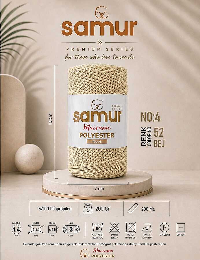 SAMUR,4 NO POLYESTER MAKROME 0052 BEJ