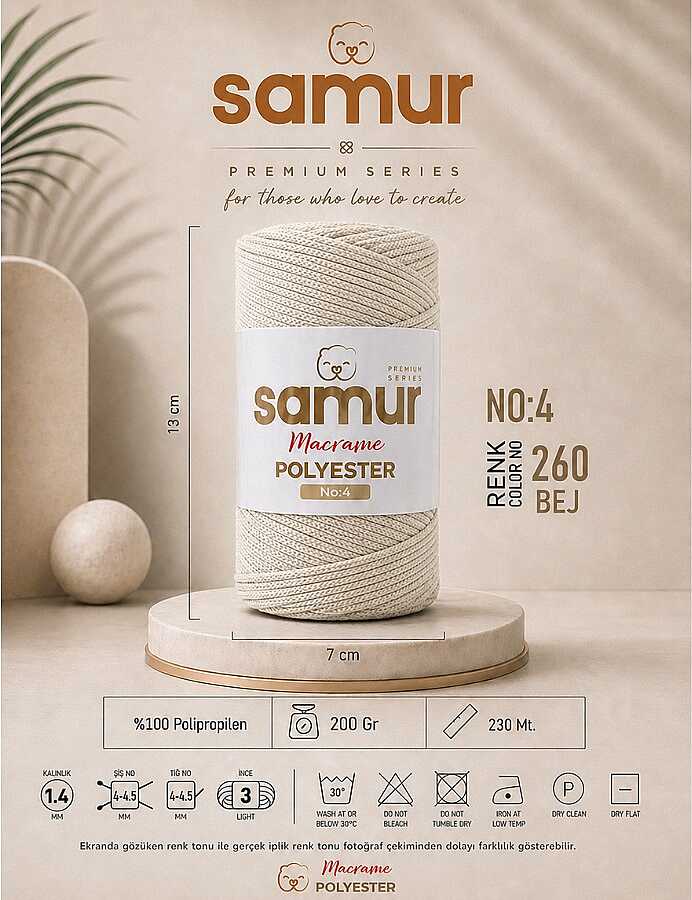 SAMUR,4 NO POLYESTER MAKROME 0260 BEJ