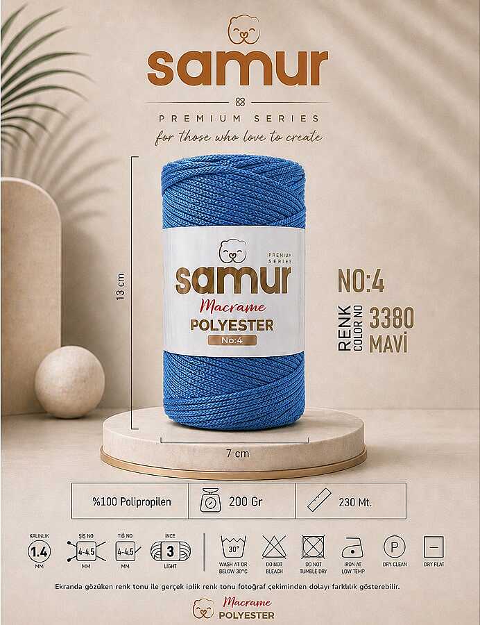 SAMUR,4 NO POLYESTER MAKROME 3380 MAVİ